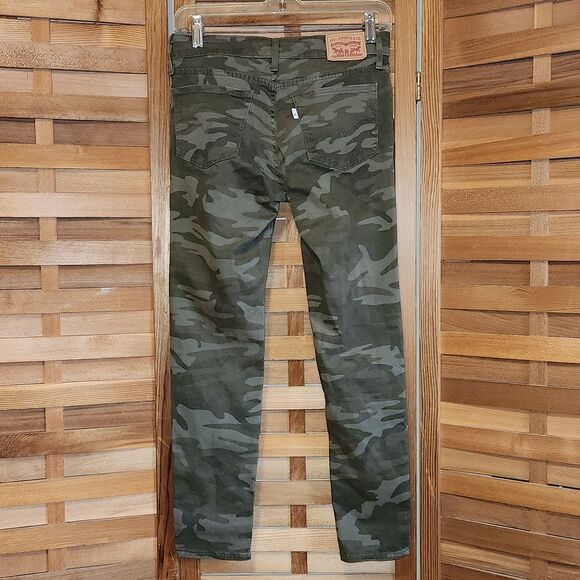 Levi Straus Green Camo 711 Skinny Ankle Pant Jean Denim Size 26 Cotton Polyester - Picture 2 of 10